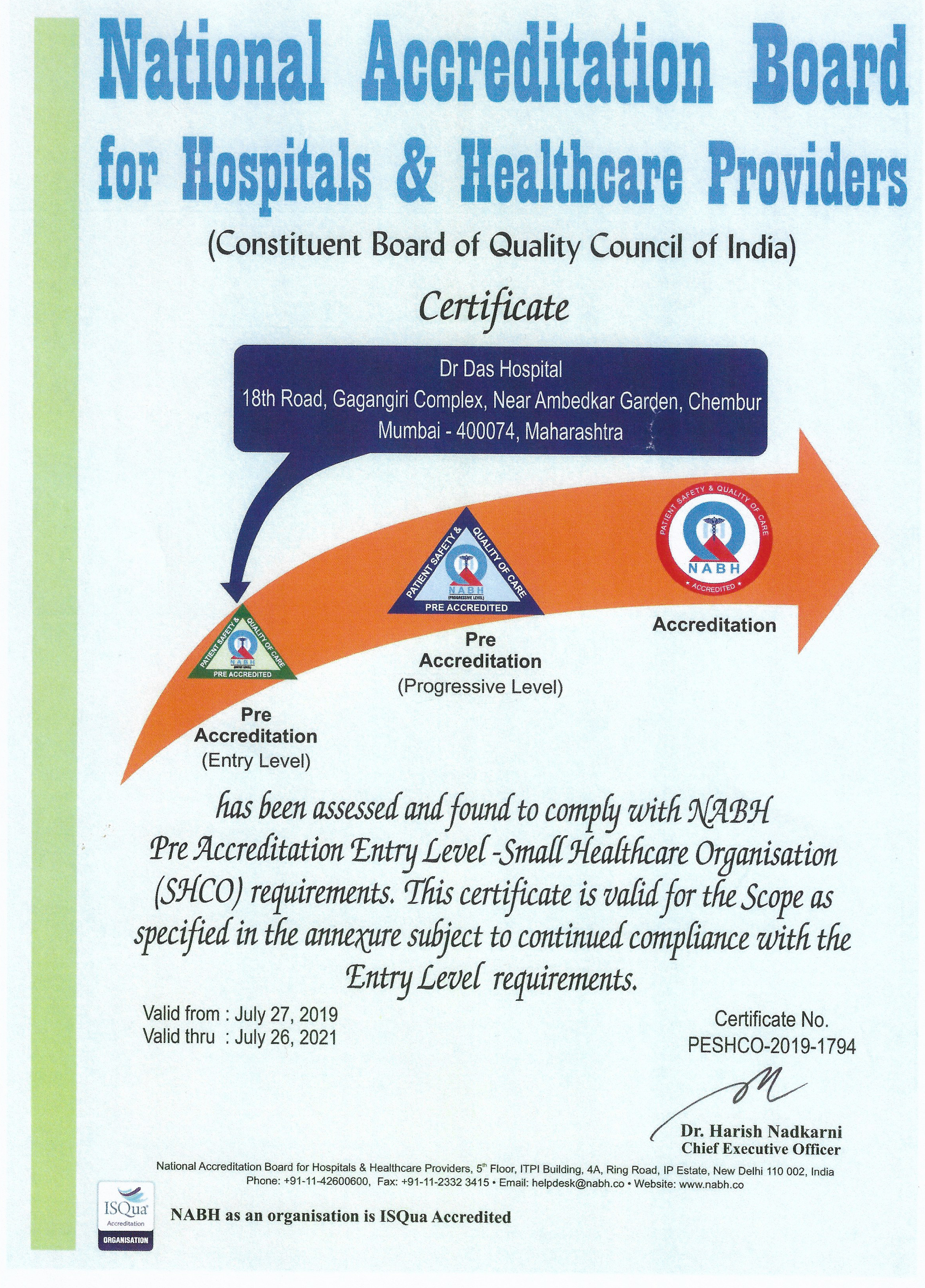 NABH Accreditation Certificate